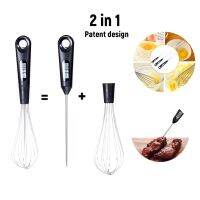 ☌ Kitchen Gadget Handle Egg Beater Milk Stirrer Frother Foamer Coffee Whisk Mixer Treater Juice Stirrer With Thermometers Cocina