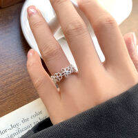 Laneige Snowflake Silver Tail Ring ส่วนบุคคล Ins สไตล์กลวงออกขนาดเล็กสด 925 แหวนเงินสเตอร์ลิงเครื่องประดับไม่มีสี XGLA