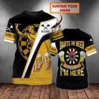 Custom With Name Dart And Beer 3D All Over Printed Summer Men‘s T-shirt Dart Lover Tee Shirt Casual Unisex Short-Sleeve DW80