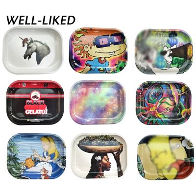 Neweat Rolling Tray Cartoon Metal Plate DIY Smoking Accessories Tobacco Tray 180*140 MM Gifts Tin-Plate Wholesale Baking Trays  Pans