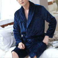 2020 New Men Casual Kimono Bathrobe Autumn Winter Flannel Long Robe Thick Warm Sleepwear Nightgown Male Loose Home Wear