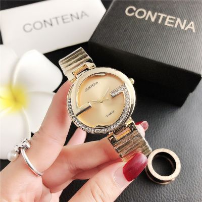นาฬิกาข้อมือธุรกิจสุภาพสตรีระดับไฮเอนด์ที่ทันสมัยพร้อมกรอบเหล็กสแตนเลส/สีดำชมพูนาฬิกาข้อมือสตรี