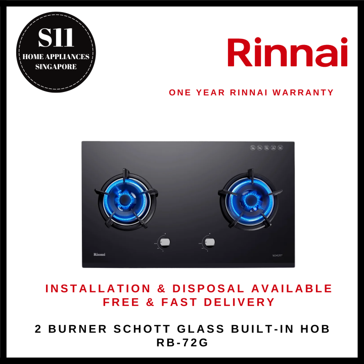 RINNAI RB72G 2 BURNER SCHOTT GLASS BUILT-IN GAS HOB - READY STOCKS u0026  DELIVER IN 3 DAYS | Lazada Singapore