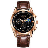 NIBOSI 2021 Fashion Brand Luxury Watches Mens Stainless Steel Waterproof Chronograph Leather Wrist Watch Men Relogio Masculino