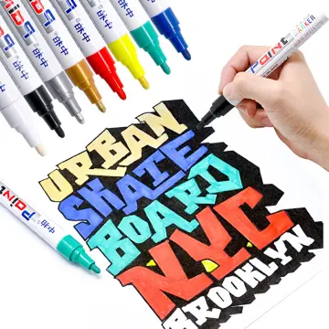 5pcs Waterproof Fine Tip Drawing Graffiti Marker Pens In White