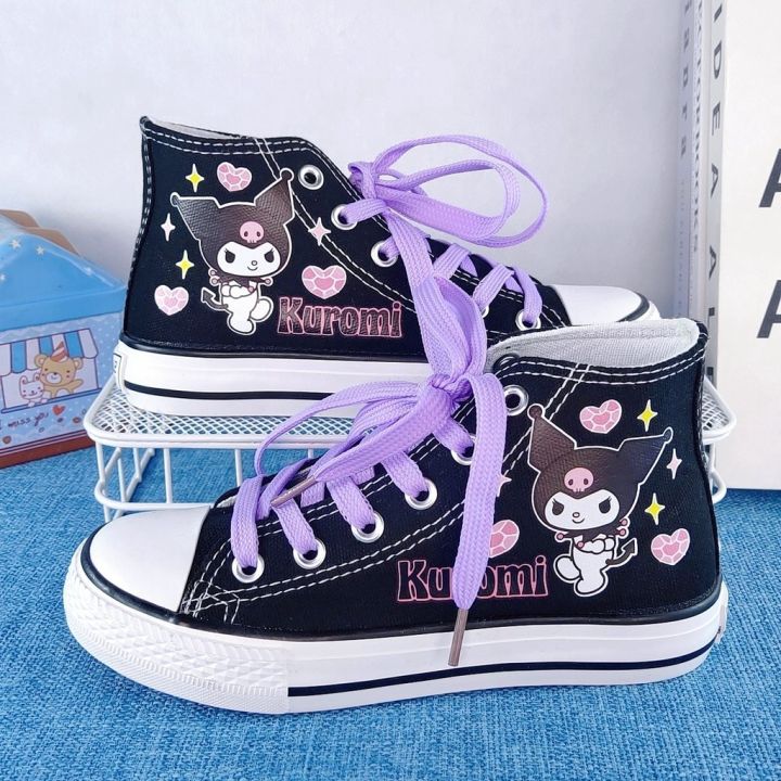 Kuromi high-top girls canvas shoes students all-match hand-painted ...