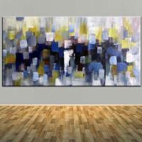 Hand Painted Abstract Oil Painting Blue Yellow Pattern Painting Modern Fashion Home Wall Decoration Christmas Gift