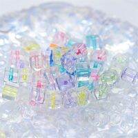 30pcs 8mm น่ารัก ลูกปัดใสสแควร์ลูกปัดสีอะคริลิค