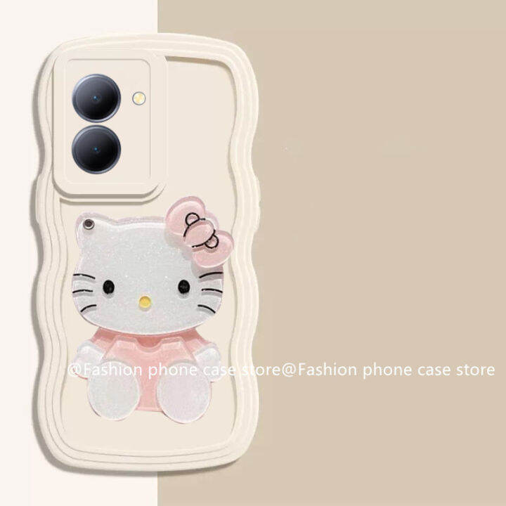 เคส-vivoy36-phone-case-vivo-y36-5g-4g-เรียบง่ายลายคลื่นของเเข็งสีใหญ่พร้อม-hellokitty-ปกป้องเลนส์กระจกแต่งหน้าฝาครอบแบบนิ่ม2023