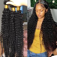 Brazilian Hair Weave Bundles Deep Wave 3 4 Bundles Human Hair Bundles Extension Remy Raw Curly Hair Bundle 28 30 inch Water Wave Wig  Hair Extensions