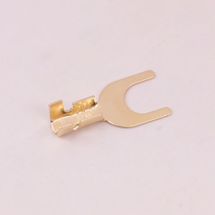 100pcs-pack-3-2-4-2-5-2-6-2mm-u-shaped-brass-cable-grounding-lug-fork-terminal-pressed-bare-terminal-butt-docking-connector