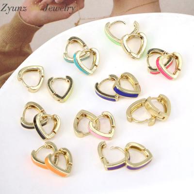 10 Pairs, Small Gold-Color Heart Hoop Earrings For Women Minimalist Color Enamel Geometric Pendientes Bijoux Femme Brinco