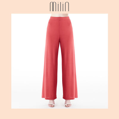 [MILIN] Flowing wide leg spandex pants กางเกงขายาว ทรงขาบาน ผ้ายืด เอวยางยืด Toucan Pants สีดำ/ สีชมพูส้ม/ สีขาว Black/ Coral Pink/ White