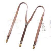 Y-Shaped Clip-On Men S Suspendersลื่นสาม-สายเอี๊ยมแบบหนีบNostalgic Pu All -Matchingวงเล็บสำหรับสตรี