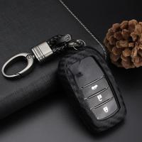 ❆♈✶ Carbon Fiber Silicone Car Key Case For Toyota Highlander Land Cruiser Riez RAV4 Camry Prado Auto Key Cover Scratche