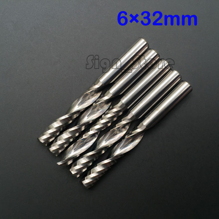 5pcslot-6mm-shk-32mm-cel-carbide-cnc-router-bits-one-flutes-spiral-end-mills-single-flutes-milling-cutter-spiral-pvc-cutter