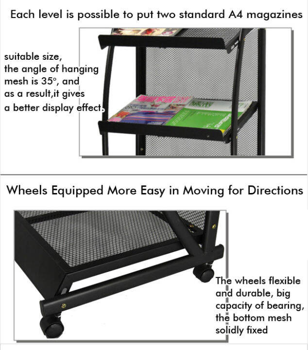 ชั้นวางแคตตาล็อค-ชั้นวางของ-โบรชัวร์-4-ชั้น-รูปทรงตัว-s-วัสดุเหล็ก-s-style-iron-literature-display-rack-with-4-pockets