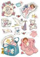 Vintage cute baby Stickers Crafts And Scrapbooking stickers kids toys book Decorative sticker DIY Stationery Stickers