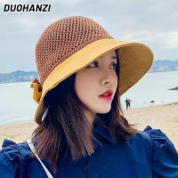 DUOHANZI หมวกบัคเก็ตของผู้หญิง,หมวกกันแดดระบายอากาศได้ดีใส่ได้กับทุกชุดสไตล์เกาหลี