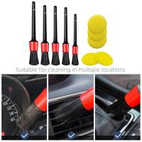 【cw】5PCS Car Brushes Sponges Car Detailing Brush Set Long Soft Bristle For Car Detail Cleaning Dashboard Air Outlet Wheel Brush ！