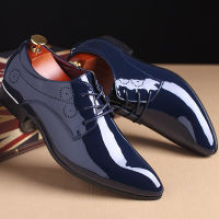 Misalwa Dropshipping Patent Leather Pointy Men Oxford Loafers Men Wedding Elegant Party Shoes Blue Red Men Dress Shoes Big Size