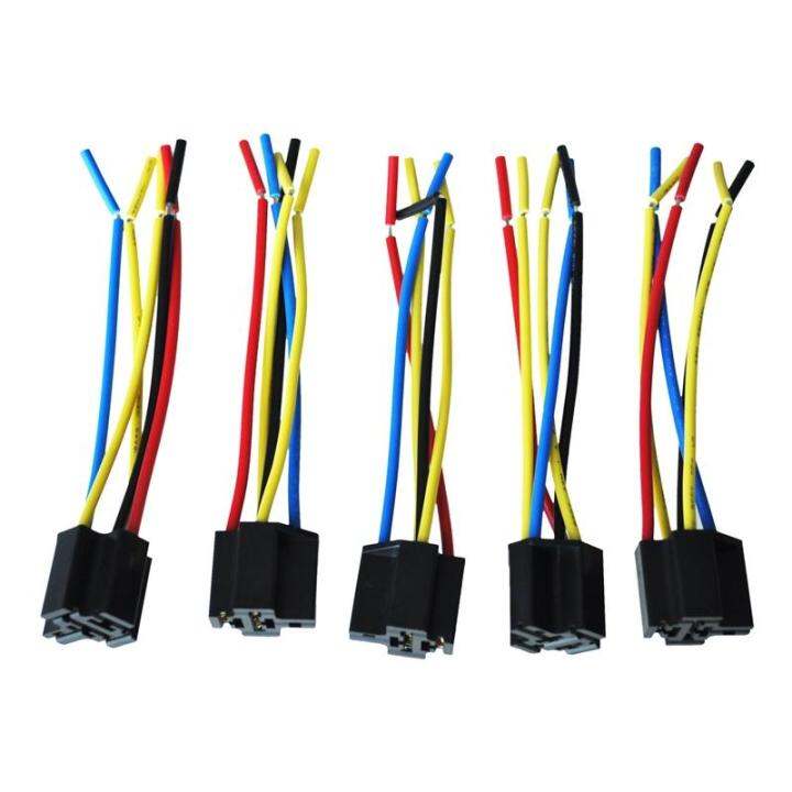 5 Pcs 5 Pin Wires Cable Relay Socket Harness Connector DC 12V for Car