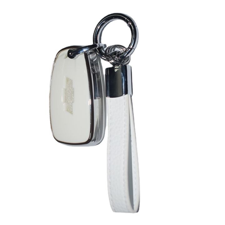 ใหม่2023-พวงกุญแจหนังพวงกุญแจโลหะ2ปุ่มเงิน-tpu-ฝาครอบเคสกุญแจรถยนต์สำหรับเชฟโรเลตออร์แลนโด-onix-ปกป้องฝาครอบกุญแจสำรอง