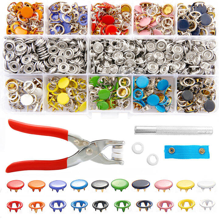 100/200 Sets Snap Fasteners Kit Tool, Metal Snap Buttons Rings with