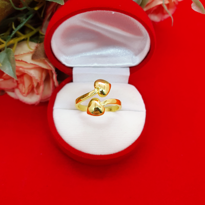 แหวนทองหัวใจ ฟรีไซส์ หุ้มเศษทองแท้เยาวราช ทำจากทองเหลือง ทองชุบไมครอน  เรียบหรู ใส่ได้ทุกโอกาส เสริมโชค เสริมบารมี