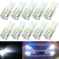 W5W T10 168 10ชิ้น6SMD ไฟ LED รถไฟด้านข้างลิ่มสีขาวหลอดไฟ