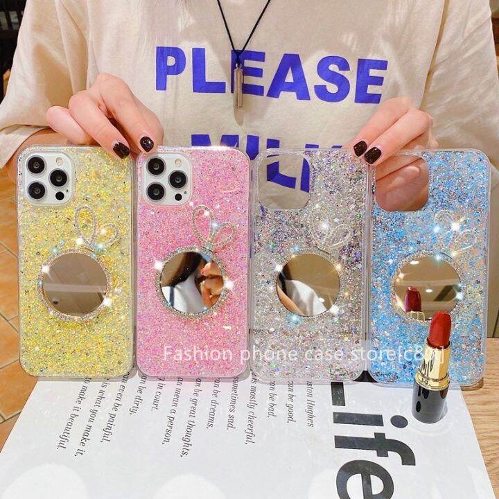 new-เคส-vivo-y21-y21s-y33s-v21e-v21-5g-เคสโทรศัพท-sequins-candy-colors-phone-case-with-makeup-mirror-glitter-soft-back-cover-2021