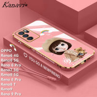 Kanavi หมวกชุบหรูหราผู้หญิงเคสโทรศัพท์ยางนุ่มสำหรับ Reno6 OPPO 4G Reno6 5G Reno 6 Pro Reno7 5G Reno8 5G Reno 8 Pro Reno8 T Reno9 Reno 9 Pro เคสโทรศัพท์มีสไตล์และทนทาน