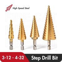 4-12mm 4-20mm 4-32mm HSS Step Drill Bit Straight Groove Metal Drills Titanium Coated Wood Hole Cutter Core Drilling Tools Set