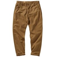 Spring And Autumn New American Retro Woven Twill Cargo Pants Mens Simple 100% Cotton Washed Casual Straight Tapered Trousers