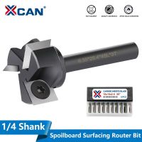 XCAN เครื่องตัดมิลลิ่ง 3 ร่อง 1/4 Shank Spoilboard Surfacing Router Bit Wood Planer Bit Carbide Insert Slab Flattening Router Bit