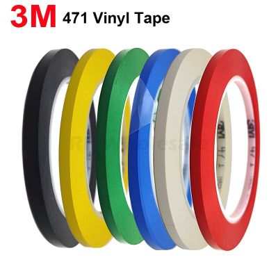 (width 5mm length 33M) 3M 471 Premium Perfomance Strong Vinyl Tape Length 33M Bundle set for Decoration, Masking YELLOW BLACK BLUE WHITE RED GREEN