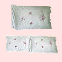 ปลอกหมอน ปักดอกไม้ งาน Handmade Pillowcase Flower Embroidery White