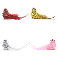 2Pcs/Lot Christmas Tree Ornament Hairpin Artificial Feather Sequins Birds Christmas Party New Year Holiday Decorations Kids Toy