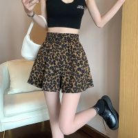 【CC】 Elastic Waist Leopard Shorts Loose Wide Leg Pants A-line Hot