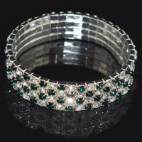 2/3/4 Rows Full Rhinestone Shiny Bracelet for Women Crystal Stretch Bracelet Bangle Wristband Elastic Wedding Bridal Jewelry