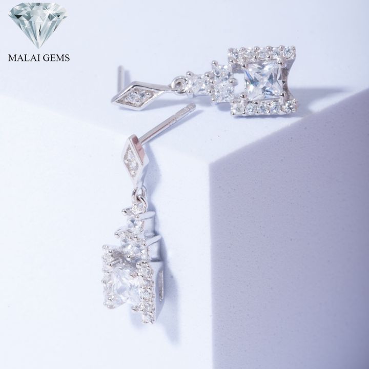 malai-gems-ต่างหูเพชร-เงินแท้-silver-925-เพชรสวิส-cz-เคลือบทองคำขาว-รุ่น-225001-6596-แถมกล่อง-ต่างหูcz-ต่างหูเงินแท้