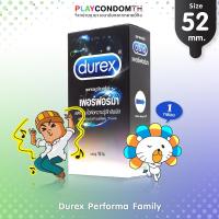 ถุงยางอนามัย 52 ดูเร็กซ์ เพอร์ฟอร์มา ถุงยาง Durex Performa ผิวเรียบ หนา 0.06 มม. มีสารชะลอหลั่ง (1 กล่อง) แบบ 10 ชิ้น