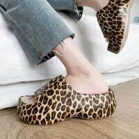 COD DSFEDTGETEER 5.5cm thick leopard slippers womens day home antiskid deodorant bath slippers w5.5cm厚底豹纹拖鞋女天居家防滑防臭洗澡凉拖鞋外穿软底一字拖4.23