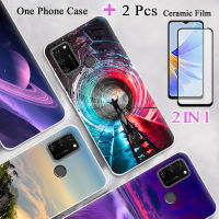 แบบ2 IN 1สำหรับ Honor 9A เคสโทรศัพท์พร้อมที่ป้องกันหน้าจอเซรามิกแบบโค้งฟิล์มกันรอยกันกระแทก