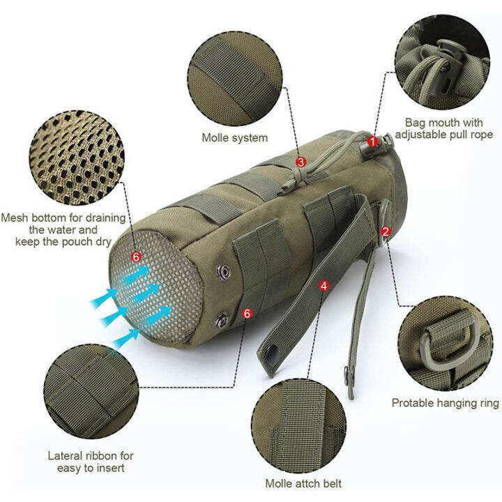 ยุทธวิธี-m-olle-ขวดน้ำกระเป๋ากระเป๋าผู้ถือกลางแจ้งท่องเที่ยวตั้งแคมป์เดินป่าขี่จักรยานตกปลาล่าสัตว์ขวดน้ำกาต้มน้ำ-c-arrier