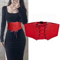 Ultra wide leather waistband for womens outerwear  retro and fashionable  versatile  and versatile. Tie up belt for outerwear  Belts