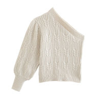 The design feeling is asymmetrical, one side shoulder short sweater, all-match, slim and slim solid color pullover