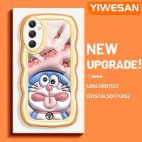 YIWESAN เคสปลอกสำหรับ Samsung A34 5G เคสลายการ์ตูนโดราเอมอนลายดาวสีชมพูเคสมือถือกันกระแทกแบบใสนิ่มเคสป้องกันซิลิกาเจลโปร่งใสลายกล้องถ่ายรูปสุดสร้างสรรค์