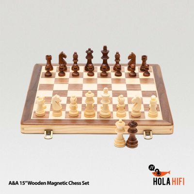 A&A 15” Wooden Magnetic Chess Set ชุดกระดานหมากรุก พับเก็บได้ ระบบแม่เหล็ก