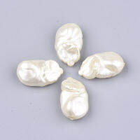 20pc  ABS Plastic Imitation Pearl Beads Nuggets Creamy White 27x16x10mm Hole: 1mm